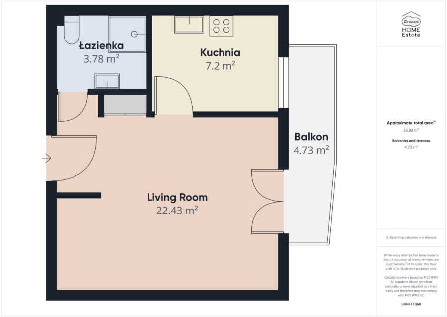 Wrocław, Klecina, Szparagowa, Kawalerka z osobną kuchnią | Klecina | duży balkon